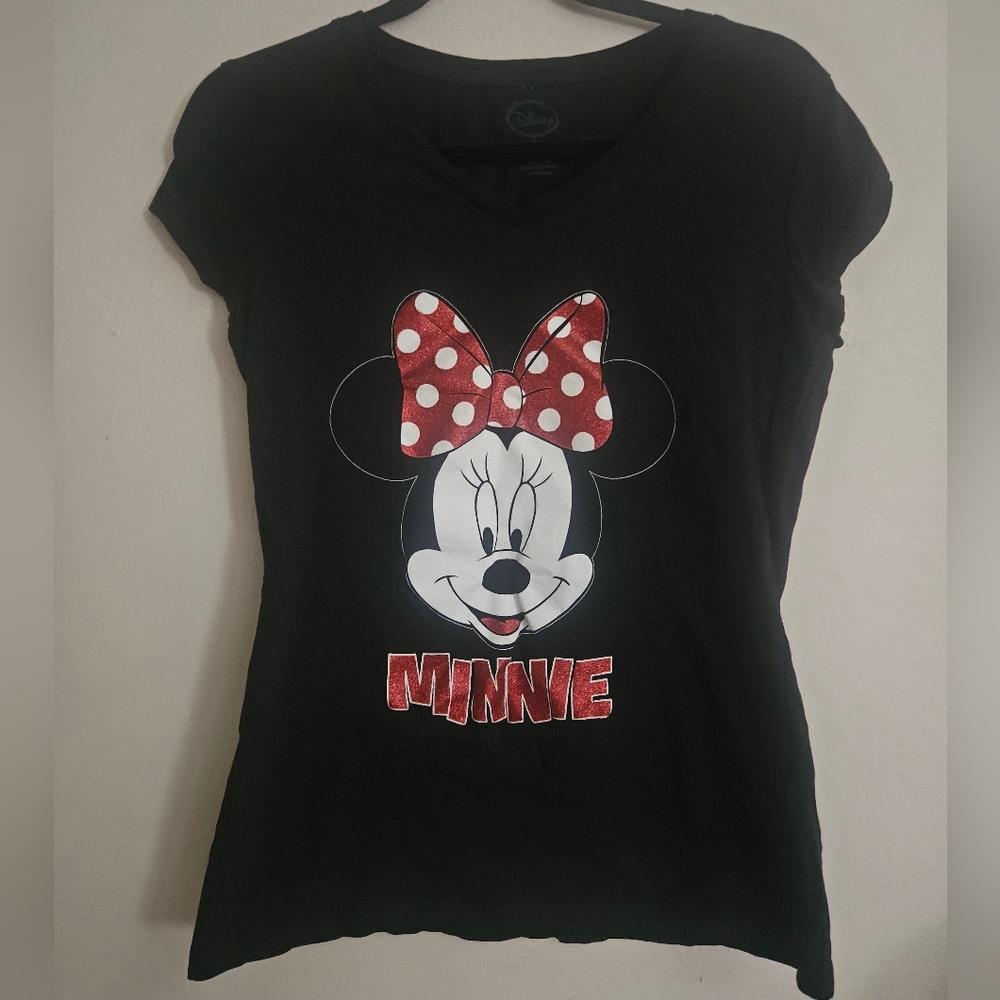 Disney Black Minnie Mouse Top with Red Accents